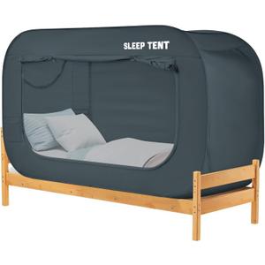 Bed Canopy Bed Tent Dream Tents Privacy Twin Size Sleeping Tents Indoor Pop Up Portable Frame Curtain Breathable with Mosquito Mesh Window for Kids and Adult(Mattress Not Included) Dark Blue