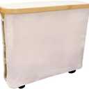 Toilet Paper Storage Basket with Lid, Large Capacity for 12 Rolls, Stackable and Foldable Freestanding Paper Towel Holder - Space Saving Modern Beige Design