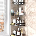Tension Pole Shower Caddy Corner: Adjustable 4tier Bathroom Organizer Shelves - Rustproof Bathtub Shampoo Rack 43.5-120 inch (Silver)