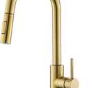 Tohlar Gold Kitchen Faucet with Pull Down Sprayer, Gold Kitchen Sink Faucet for 1 or 3 Hole, Modern Stainless Steel Sink Faucet with Deck Plate for Farmhouse Laundry Rv, Brushed Gold