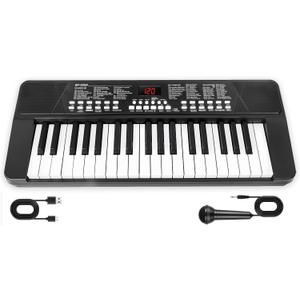 37 Keys Piano Keyboard for Beginners -1200mAh Rechargeable Electronic Musical Instrument with Mic LED Screen 200 Tones 200 Rhythms 50 Demos, Birthday Gift for Kids, Standard 37-key