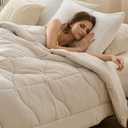 Bedsure Twin Comforter - Twin Duvet Insert for All Season, Ultra-Soft Down Alternative & Prewashed Duvet Insert with 4 Tabs - Machine Washable, Linen, 88x68 Inches