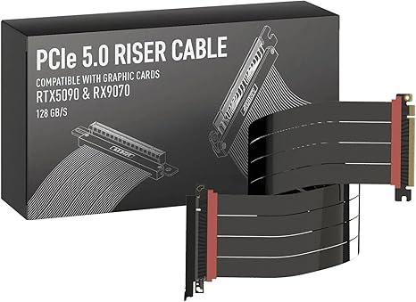 LINKUP PCIE 5.0 Riser Cable | for Vertical GPU Mount | Straight | Graphics Card GPU Ready | Usable with PCIe 4.0 & RX9070/ RTX5090 | 60cm (Total Length: 64cm)