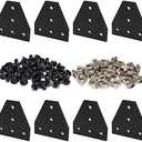 BLCCLOY 8 Sets 2020 Aluminum Extrusion T Slot Corner Bracket 20 Series Extruded Hardware T Shape Joint Plate with Nut Bolt for 20/20 20mm T V Slot Black Aluminum Profile Connector Accessories