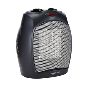 Amazon Basics Ceramic Space Heater, Portable Indoor Heating Solution, With Overheat and Tip-Over Protection, Thermostat, Non-Oscillating, 1500W, 7.52"D x 6.34"W x 9.45"H, Black