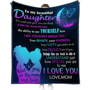 Daughter Gift from Mom, to My Daughter Blanket from Mom for Daughter, Halloween Christmas Birthday Gifts for Daughter (50" x 40")
