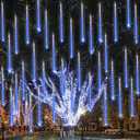 iBaycon 20 Tubes 640 LED Meteor Shower Rain Lights, 15.7 inches Cascading Icicle Lights Waterproof Outdoor, Connectable Falling Raindrop Light with Timer for Holiday Party Christmas Decorations (Blue)