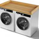GCCSJ Washer Dryer Countertop, 54" Width x 27.5" Depth Wood Laundry Topper with Edge & Non-Slip Pads for Laundry Room Organization Storage & Clothes Folding, Oak