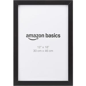 Amazon Basics Rectangular Wood Poster Frame, 12" x 18", Black