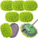 Tallew 5 Pcs Car Wash Mitt Kit, Car Clean Brush Not Included, Microfiber Mitt Clean Detail Cleaning Tools Truck Washing Chenille Scratch Free Replacement Kit for Auto RV Pickup Bus(Green)