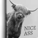 Kasluolo Highland Cow Bathroom Decor Wall Art Funny Cow Picture Farmhouse Cattle Black and White Bathroom Painting Wall Decor for Bathroom Toilet Framed Artwork 12x16 inch (16L" x 12W")