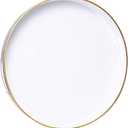 Spsyrine Round White Decorative Tray, 13" Plastic Serving Table Tray with Handles for Breakfast, Round Modern Ottoman Tray for Coffee Table, Bathroom, Kitchen, Living Room