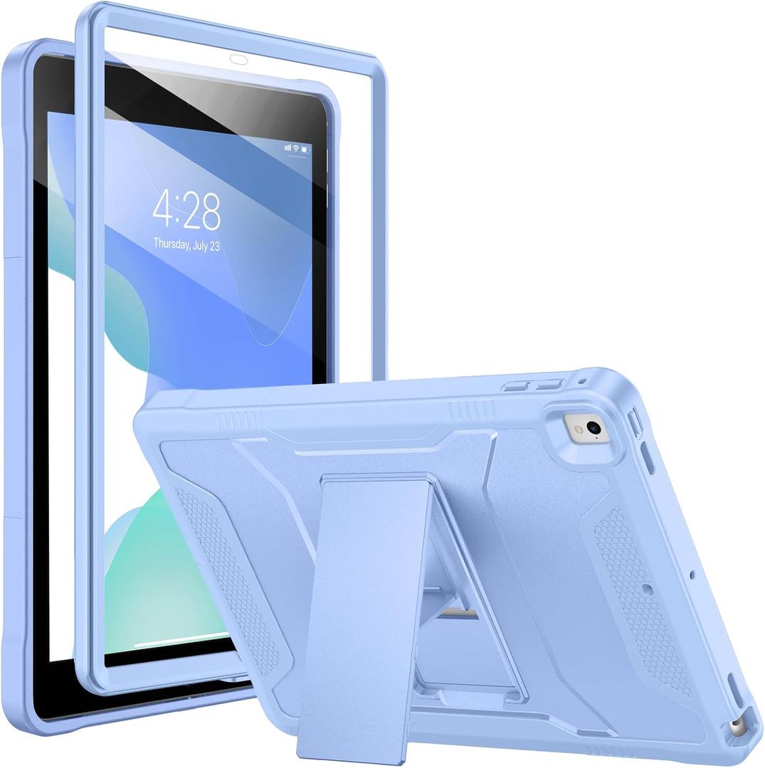 Soke Case for iPad 6th/5th Generation 9.7 Inch 2018/2017,with Built-in Screen Protector and Kickstand, Rugged Full-Body Heavy Duty Protective Cover for Apple iPad Air 2 /Pro 9.7 - Light Blue