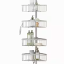 Zenna Home 4-Tier Tension Pole Shower Caddy in Satin Nickel
