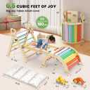 BlueWood Pikler Triangle Set with Cushion - Climbing Toys for Toddlers 9-in-1, Montessori Philosophy Play Jungle Gym with Arch, Ramp, Ladder (Rainbow)