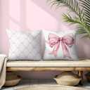Coquette Pink Bow Pillow Covers 18x18 Set of 2, Coquette Room Decor, Pink Preppy Pillow Covers, Preppy Room Decor, Girly Bedroom Decor
