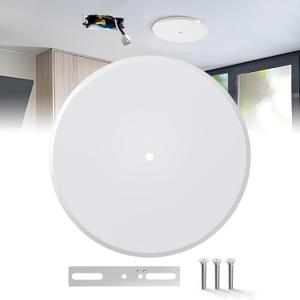 Ceiling Cover Plate,5 Inch Metal Blank Wall Plate Fits 3-1/4" to 4" Round/Octagon Electrical Box Holes,Smoke Detector Cover Plate With Center Screws, Hole Spacing 1.75" to 3.5" (White-1 Pcs)