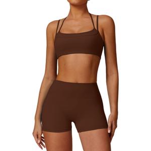 QBGJTD Two Piece Workout Sets For Women Sports Bra Matching High Waist Scrunch Butt Shorts Gym Yoga Athletic Clothes M