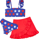 ALISISTER Girls Bathing Suits 3 Piece Swimsuit Summer Bikini Tankini Sets with Cover Up Skirt, 8T
