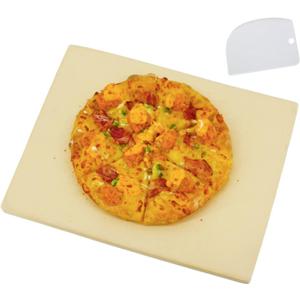 Pizza Stone for Oven and Grill Rectangular, Large Cooking Stone Includes Free Plastic Scraper, Strong and Safe Cordierite Baking Stone Heavy Duty for Pizza, Bread, Pie, BBQ (15"  12")