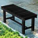 Nidouillet 35.5" Outdoor Garden Bench, Weatherproof Patio Benches 2-Person Seat Backless Wooden Porch Bench, Multifunctional Slat All Weather Bench for Garden Lawn Front Porch Park Backyard (Black)