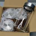 Juice Bottles - 4 Pack Wide Mouth Glass Bottles with Lids - for Juicing, Smoothies, Infused Water, Beverage Storage - 10oz, BPA Free, Stainless Steel Lids, Leakproof, Reusable, Borosilicate