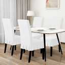 Easy-Going Dining Chair Covers Stretch Parsons Chair Slipcover with Skirt Chair Covers for Dining Room Restaurant Banquet (4 PCS, White)