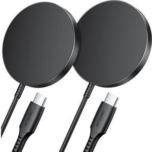 for iPhone 17 MagSafe Charger 2-Pack, JSAUX 15W Magnetic Wireless Charger for MagSafe Charger, iPhone 17e/17 Air Pro Max/16/15/14/13/12 Series/Airpods, Mag Wireless Charging Pad-Black