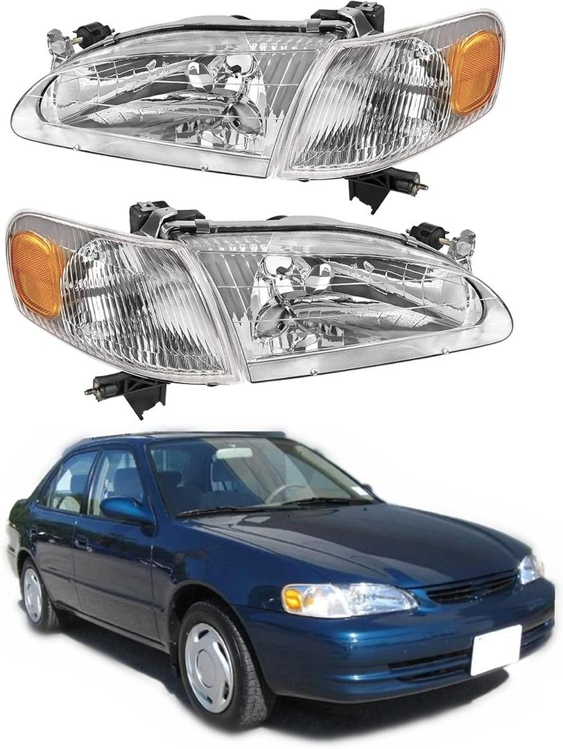 munirater Headlight Assembly Replacement for Corolla 1998-2000 with Front Signal Lights 8115002050 8111002060 TO2502121 TO2503121
