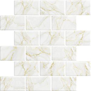 VEELIKE Gold Marble Subway Tile Peel and Stick Backsplash for Kitchen Back Splash Tile Stickers 6-Sheets Adhesive Stick on Backsplash Peel and Stick for Bathroom Renter Friendly Wall Tiles 12''x12''