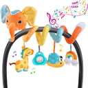 willway Car seat Hanging Toys, Baby Spiral Activity Plush Stroller Toys Baby Rattle Sensory Toys for Crib Mobile Bassinet with Music Box BB Squeaker Rattles, Infant Toys for 0 6 12 Months Gifts (Orange)
