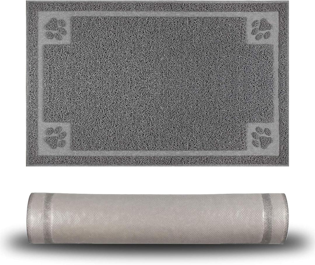 Pet Feeding Mat for Small Dogs and Cats 24" x 16" Flexible and Waterproof Dog Bowl Mat for Food and Water, Easy to Clean Dog Food Mat with Non Slip Backing (Grey)