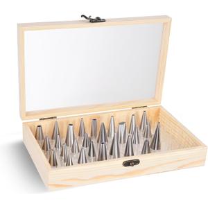 Piping Tip Organizer, Equipped with 200 Pcs of Cake Flower Nails, Holds 60 Piping Tips, Cake Decorating Tools, Baking Tools, Cake Decorating Tips Storage Box Made with Wood