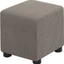 Ottoman Cover Square Folding Storage Ottoman Slipcovers Jacquard Stretch Cube Footrest Foot Stool Covers Protector with Elastic Band (Medium,Taupe) (M- Length&Width:27-32"/Height:15-18")