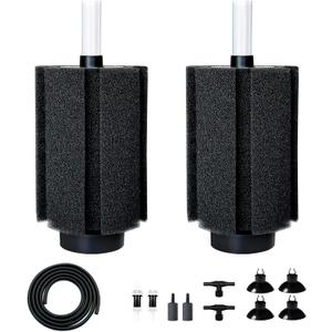 100-120 Gal Large Aquarium Sponge Filter with Air Stone and Ceramic Media,2 Pack Quiet Fish Tank Filters fit Breeding Fry Betta Shrimp Fish Tank (Large(2 Pack) for 80-150 Gal)