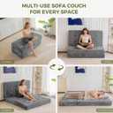 MAXYOYO Folding Sofa Couch Bed, 6 Inch Tri-Fold Floor Sofa Bed, Folding Mattress with Handles, Soft Faux Fur Folding Bed with Supportive Foam Filling, Portable Couch for Living Room, Queen, Grey