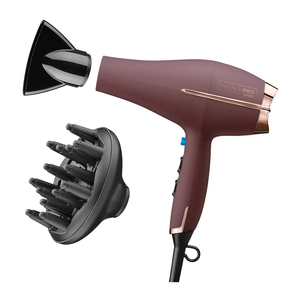 INFINITI PRO by CONAIR Hair Dryer, 1875W Blow Dryer with Diffuser and Concentrator Attachments, AC Motor with Ceramic Technology, 3 Heat & 2 Speed Settings, Plum