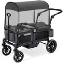 ELEMARA Foldable Wagon Stroller, Stroller Wagon for 2 Kids, Premium All Terrain Wagon for Kids with Removable Canopy, Adjustable Push/Pull Handle, Harnesses, Large Storage Bag, Gray