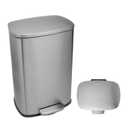 QUALIAZERO 50L / 13 Gallon Stainless Steel Step-On Trash Can with Soft-Close Lid, Smudge-Resistant Finish, and Rectangular Design for Home & Business (Stainless Steel)