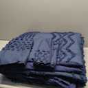 Bedsure Tufted Boho Comforter Set Queen Size - Navy Boho Bed Set, GentleSoft 3 Pieces Farmhouse Shabby Chic Embroidery Bedding, Gifts for Woman, Soft Jacquard Queen Comforter for All Seasons (22 - Navy - Elegant)