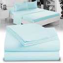 Twin XL 100% Microfiber Double Brushed Sheet Set - Extra-Soft & Wrinkle-Free - 15" Deep Pockets, 39" x 80" - Ideal for Dorms, Hospitals & Split King Beds - 1 pc Set (Twin XL, Mint Blue)