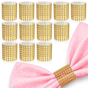 Set of 100 Gold Napkin Rings  Rhinestone Napkin Ring Holders for Weddings, Parties, Fall Events & Table Decorations for Dinner Parties | Durable & Reusable, Great as Elegant Kitchen Gifts for Hosts