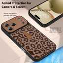KANGHAR Compatible with iPhone 17 Pro Case Brown Leopard Print Pattern Cute Cheetah Wristband Stand Phone Cover for Women Girls Men Shockproof Slim Protective Cover 17 Pro 6.1 Inch