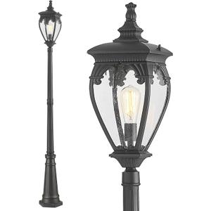 Outdoor Lamp Post Light, Lamp Posts Outdoor Lighting with Waterproof Aluminum Pole and Glass Panels, Street Lamp Light Posts for Outside Yard Garden Driveway ( 8"L x 8"W x 85.9"H)