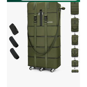 Brand: Gloyuda Expandable Foldable Luggage, 42'' Suitcase With Spinner Wheels, Rolling Duffle Bag with Wheels and Handle, Collapsible Luggage, With 2 Handle Wrap and 2 Fixing Straps, 1 Shoulder Strap (Green