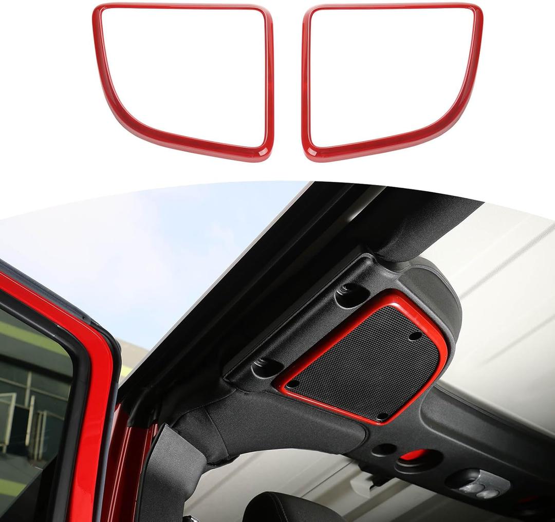 RT-TCZ for Wrangler JK Roof Speaker Cover Frame Trim for Jeep Wrangler JK JKU 2015 2016 2017 Red Interior Accessories 2pcs