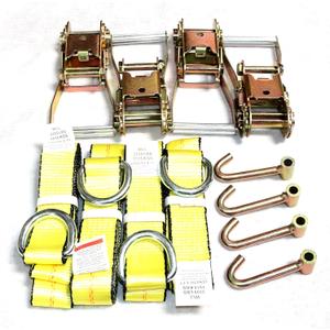 GRIPON (Pack of 4) 2" x8' Lasso Strap with 2" Ratchet and J Finger Hook Tie Dow
