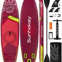 SUNHOKEY 11'×34'' Extra Wide Inflatable Paddle Board with Seam Welded Technology, Stand Up Paddle Board, 420lb Capacity for Adults, Sup Board for All-Level with 2-Blade Paddle/Dual-Action Pump/Leash