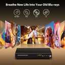 Blu Ray DVD Player Dolby Digital TrueHD/DTS and 1080P Full HD, Play All DVDs and Region A 1 Blu-Rays, Support Max 128G USB Flash Drive + HDMI/AV/Coaxial Output + Built-in PAL/NTSC with HDMI/AV Cable