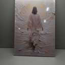 Abstract Jesus Walking On Water Canvas Wall Art White Jesus Christ Wall Decor Picture Christian Bible Stories Poster Print Painting for Church Prayer Room Living Room Home Decoration Prepare To Hang (16"L x 12"W)